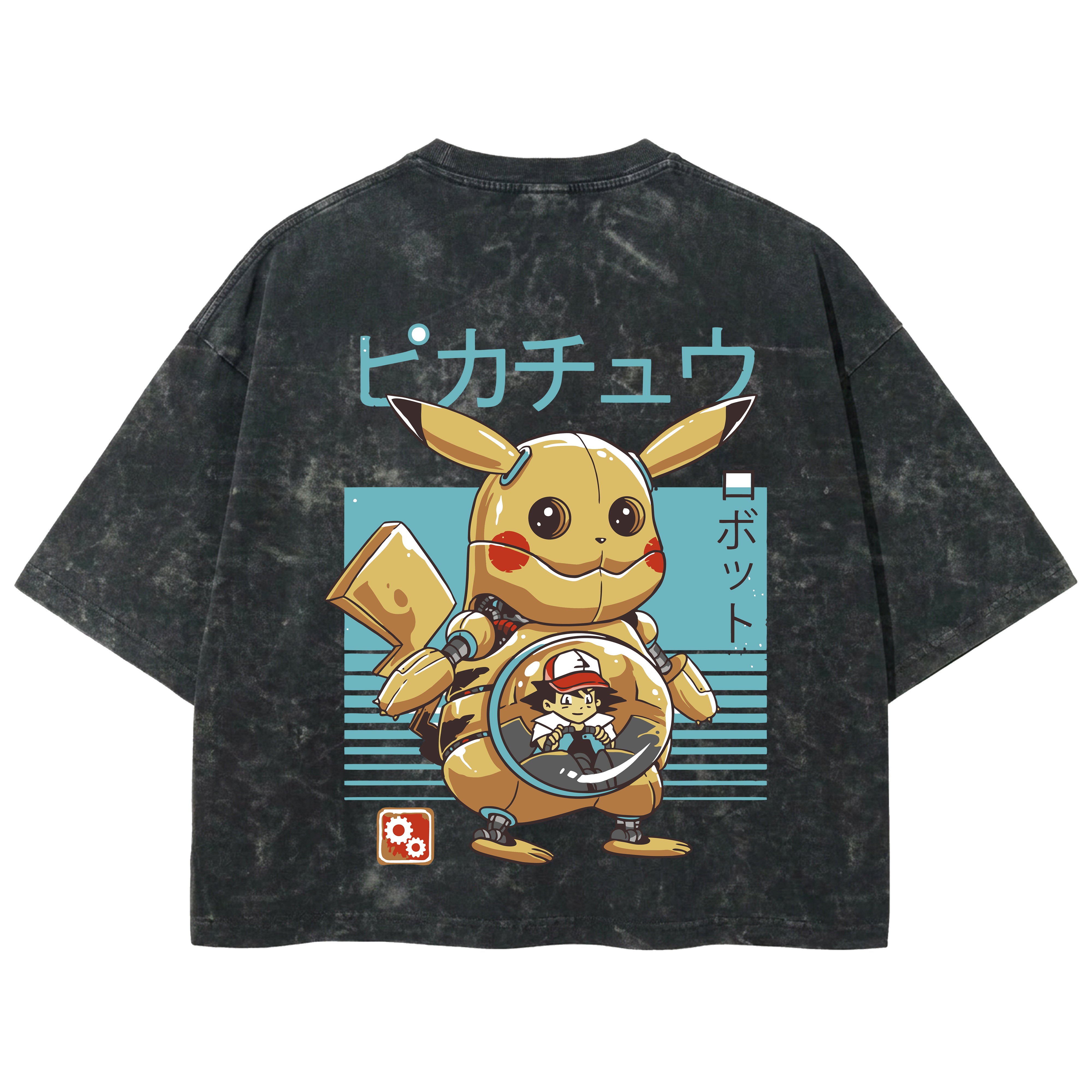 Playera streetwear premium de anime y gaming ExtraLife MX, corte boxy deluxe mineral wash heavyweight en color Acid Wash, moda urbana mexicana de culto.