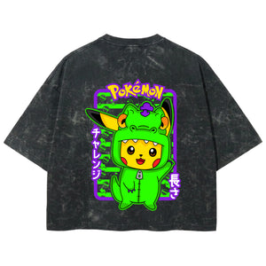 Playera streetwear premium de anime y gaming ExtraLife MX, corte boxy deluxe mineral wash heavyweight en color Acid Wash, moda urbana mexicana de culto.