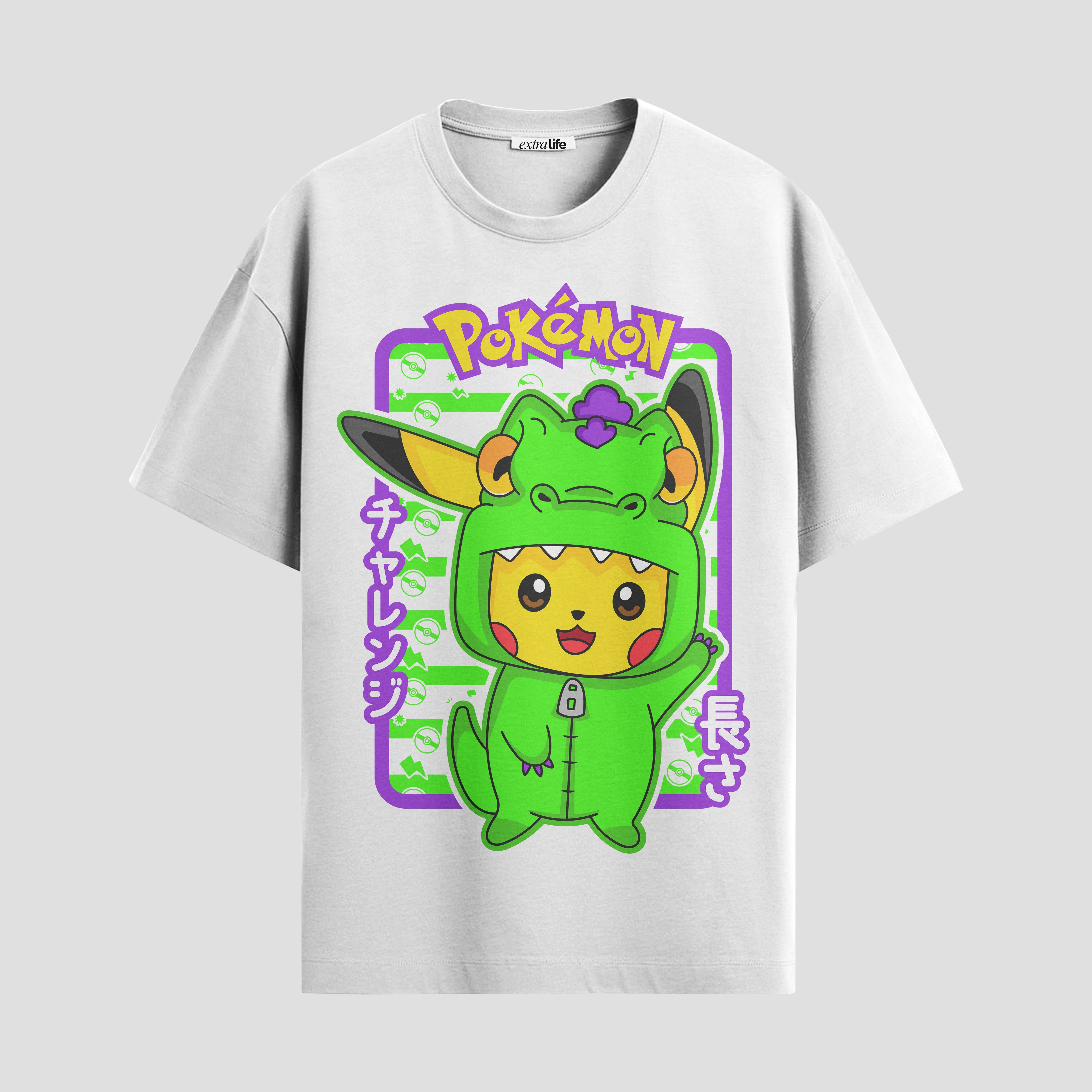 Playera urbana de anime y gaming ExtraLife MX, corte Standard Fit unisex ligero y transpirable en color Deep Black y Pure White, ropa de uso diario para gym y casual.