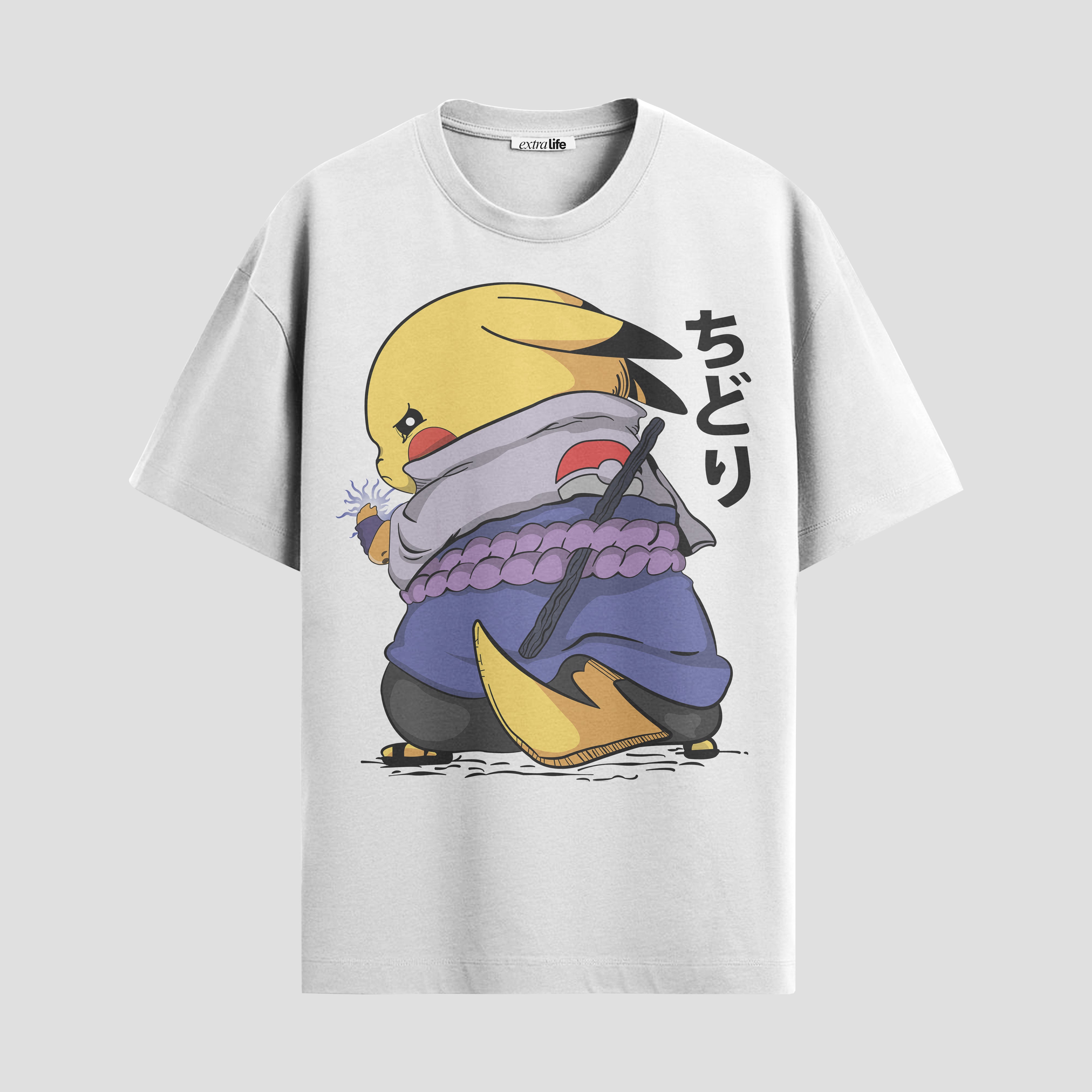 Playera urbana de anime y gaming ExtraLife MX, corte Standard Fit unisex ligero y transpirable en color Deep Black y Pure White, ropa de uso diario para gym y casual.