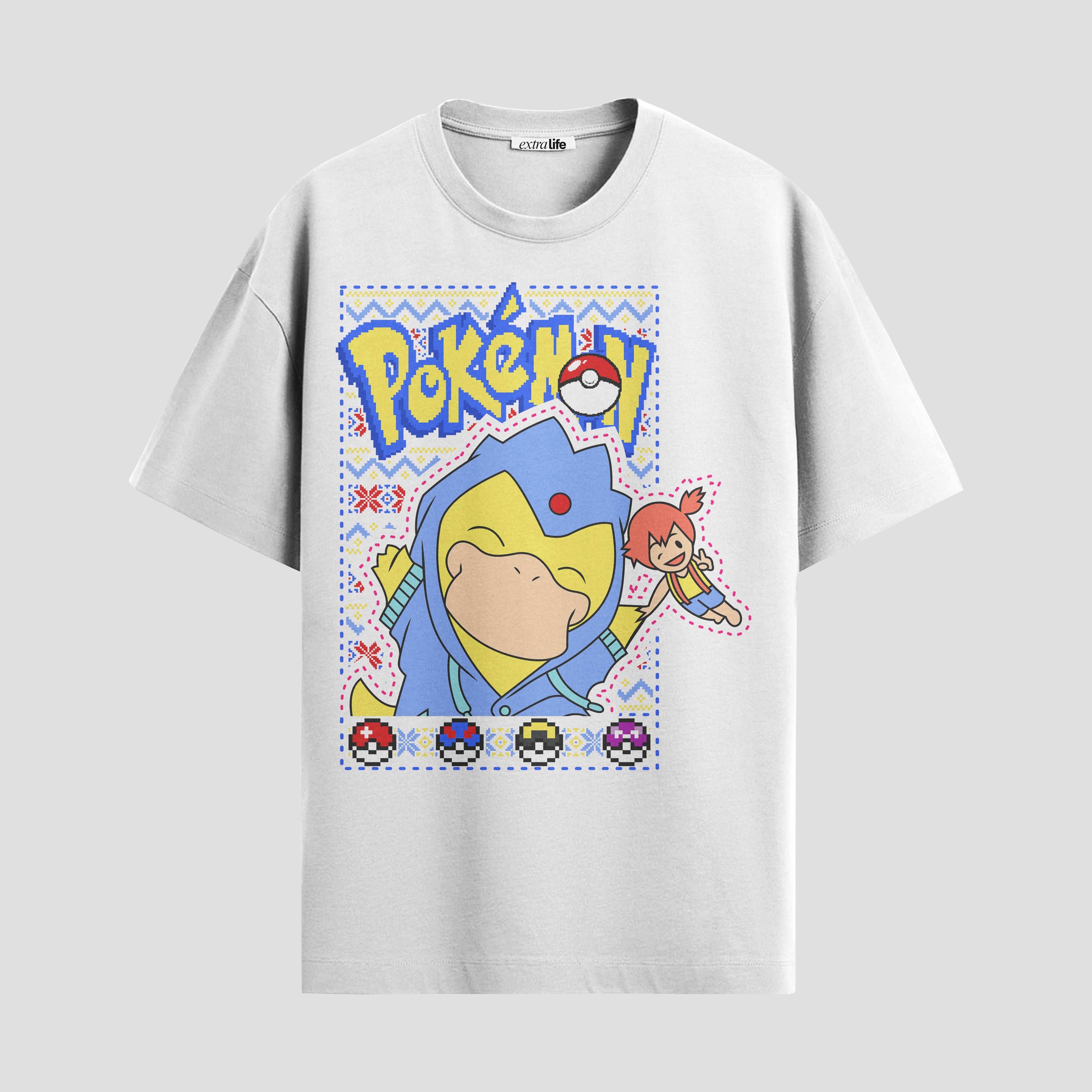 Playera urbana de anime y gaming ExtraLife MX, corte Standard Fit unisex ligero y transpirable en color Deep Black y Pure White, ropa de uso diario para gym y casual.