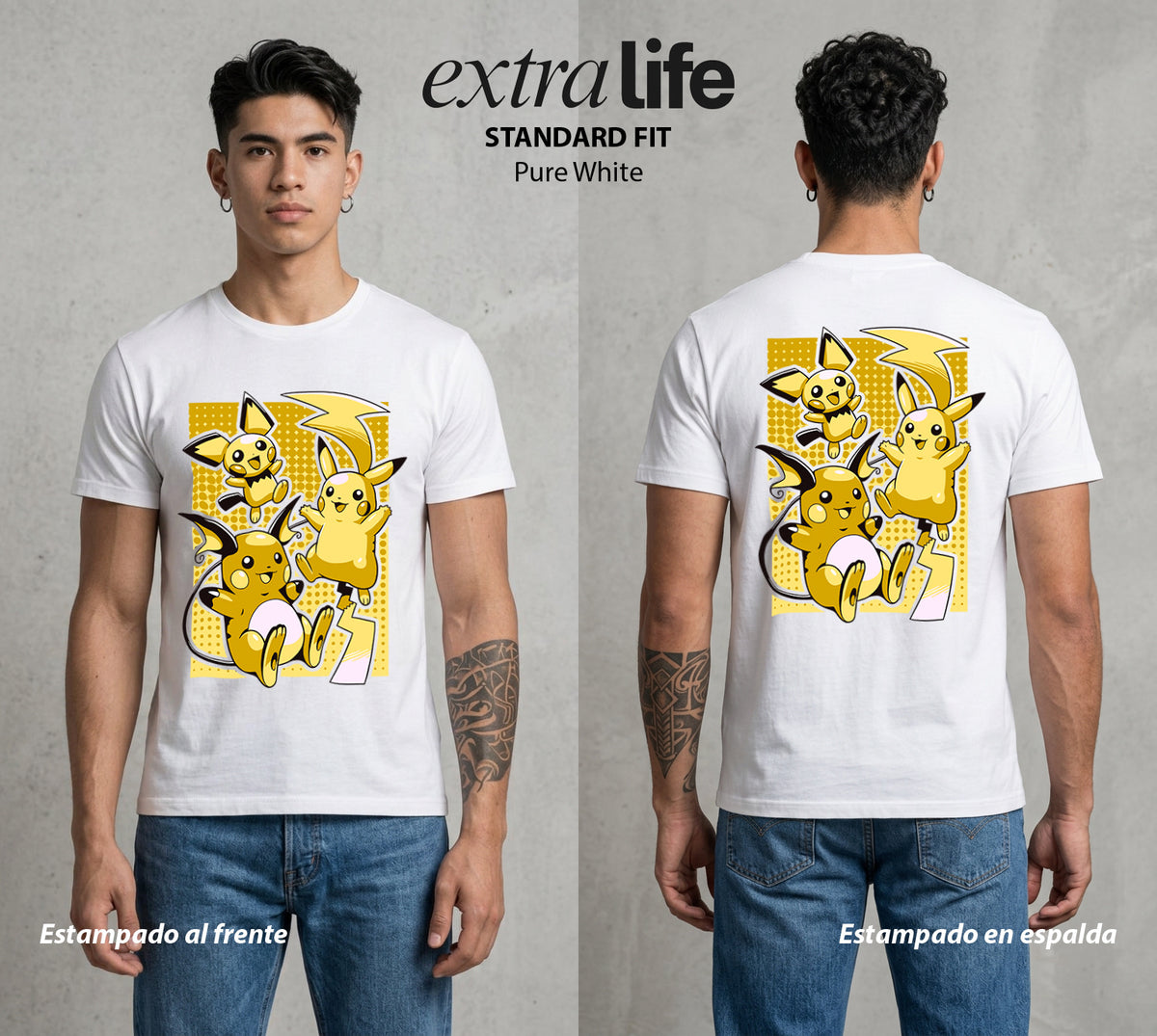 El Mundo Entrenador | La Evolucion del Rayo Evolucion #03549 - Playera Classic Premium | Pure White - Foto en modelo