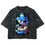 Playera streetwear premium de anime y gaming ExtraLife MX, corte boxy deluxe mineral wash heavyweight en color Acid Wash, moda urbana mexicana de culto.