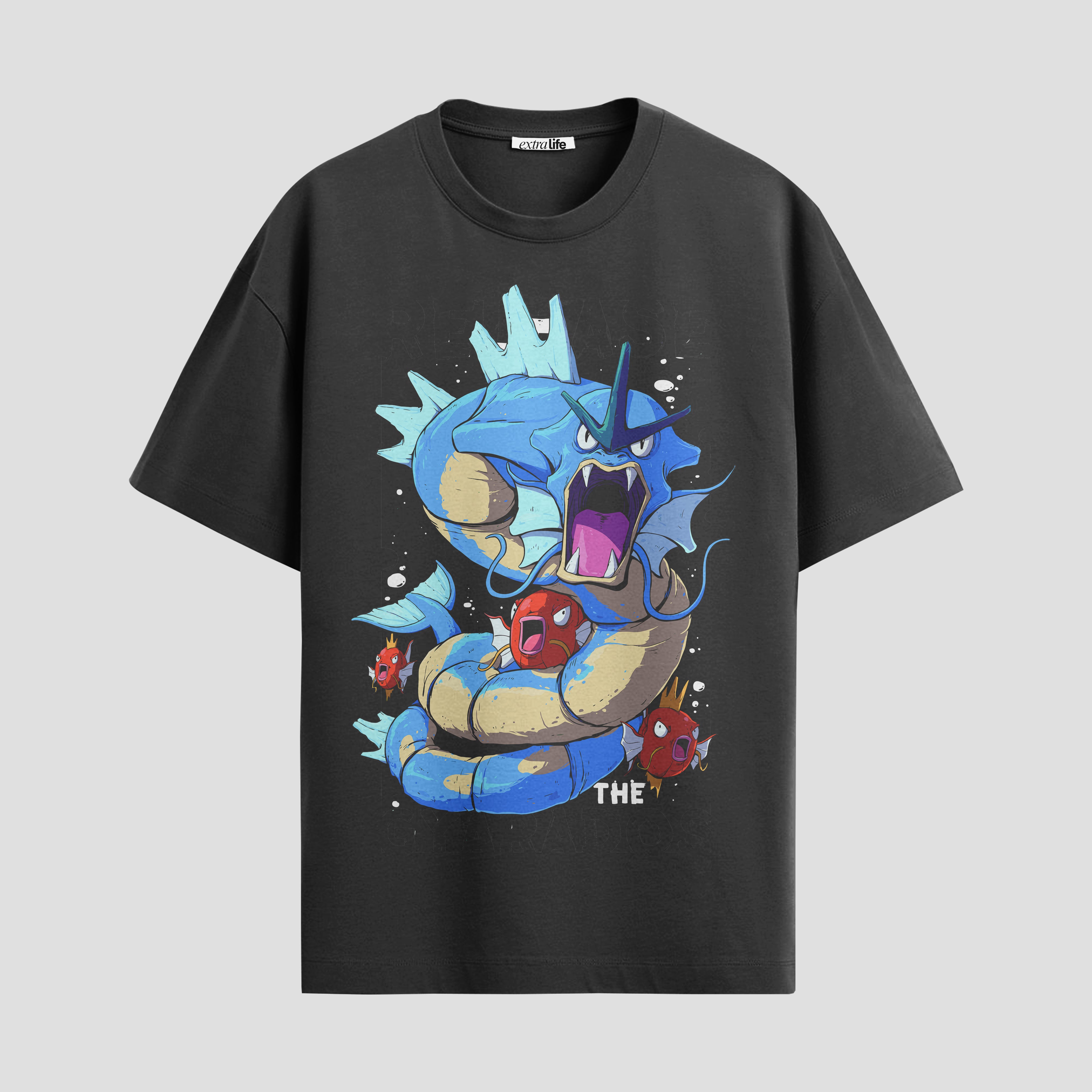 Playera urbana de anime y gaming ExtraLife MX, corte Standard Fit unisex ligero y transpirable en color Deep Black y Pure White, ropa de uso diario para gym y casual.
