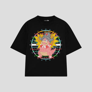Playera streetwear premium de anime y gaming ExtraLife MX, corte oversized drop shoulder ligero y fresco en color Deep Black y Off-White, moda urbana mexicana de culto.