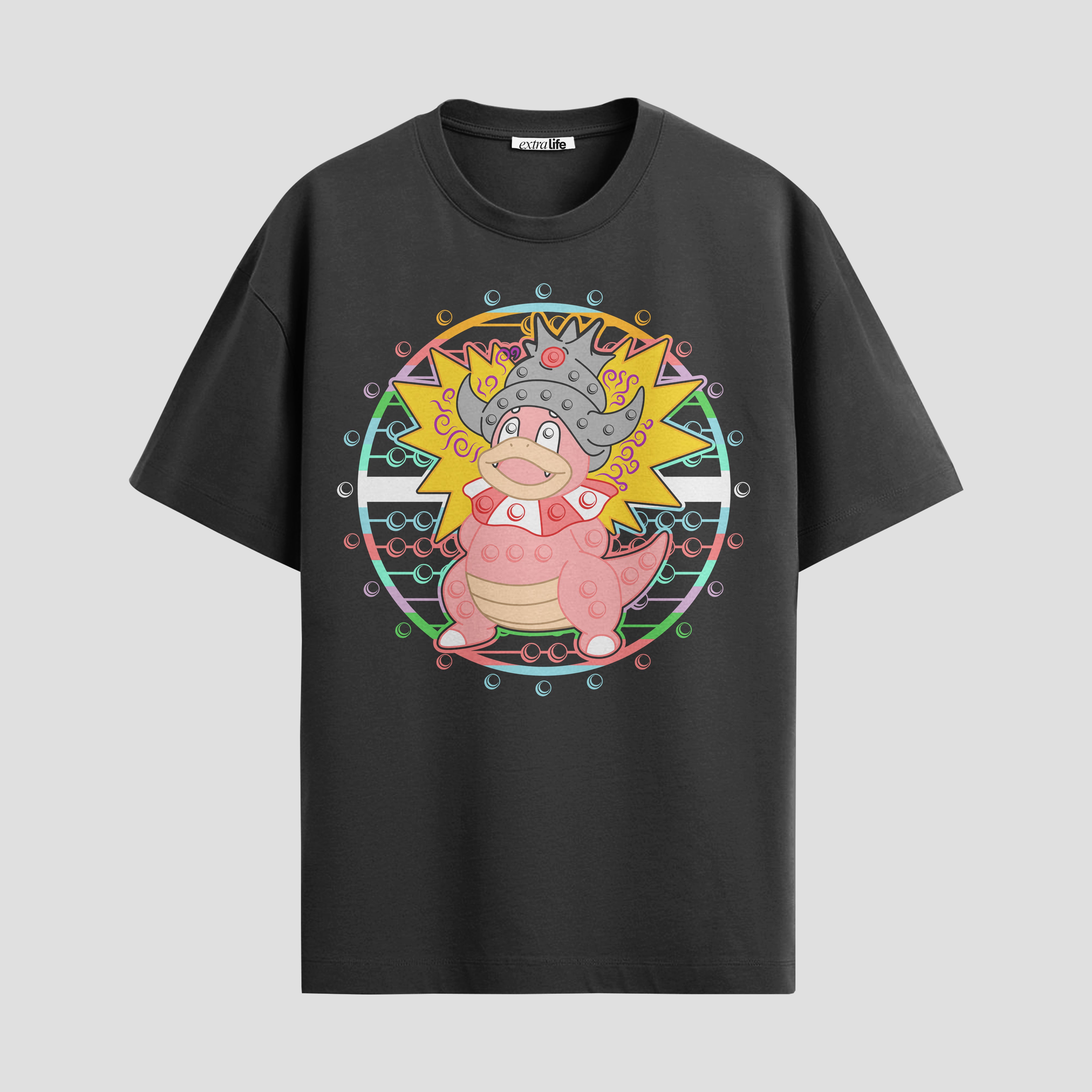 Playera urbana de anime y gaming ExtraLife MX, corte Standard Fit unisex ligero y transpirable en color Deep Black y Pure White, ropa de uso diario para gym y casual.