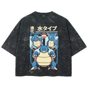 Playera streetwear premium de anime y gaming ExtraLife MX, corte boxy deluxe mineral wash heavyweight en color Acid Wash, moda urbana mexicana de culto.