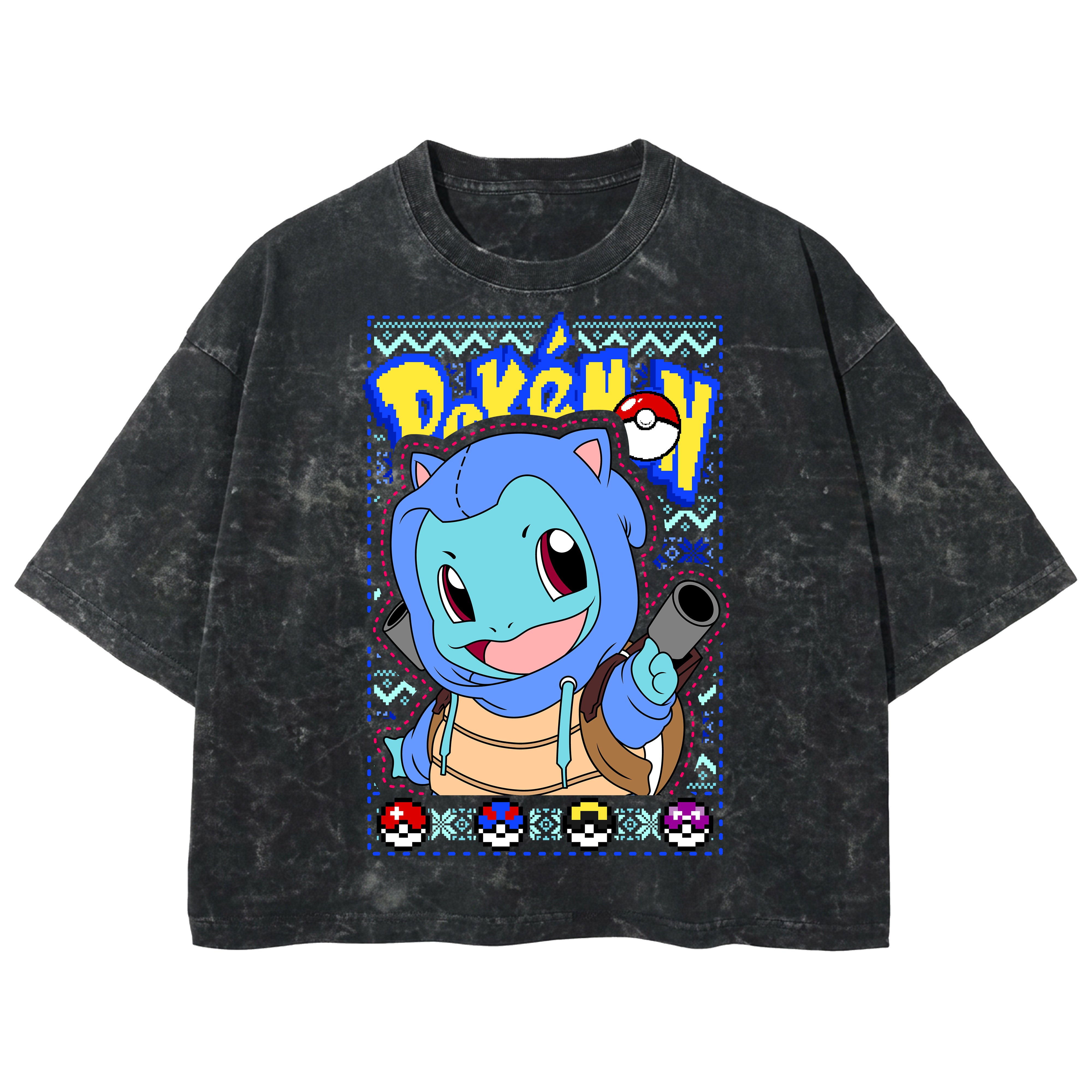 Playera streetwear premium de anime y gaming ExtraLife MX, corte boxy deluxe mineral wash heavyweight en color Acid Wash, moda urbana mexicana de culto.