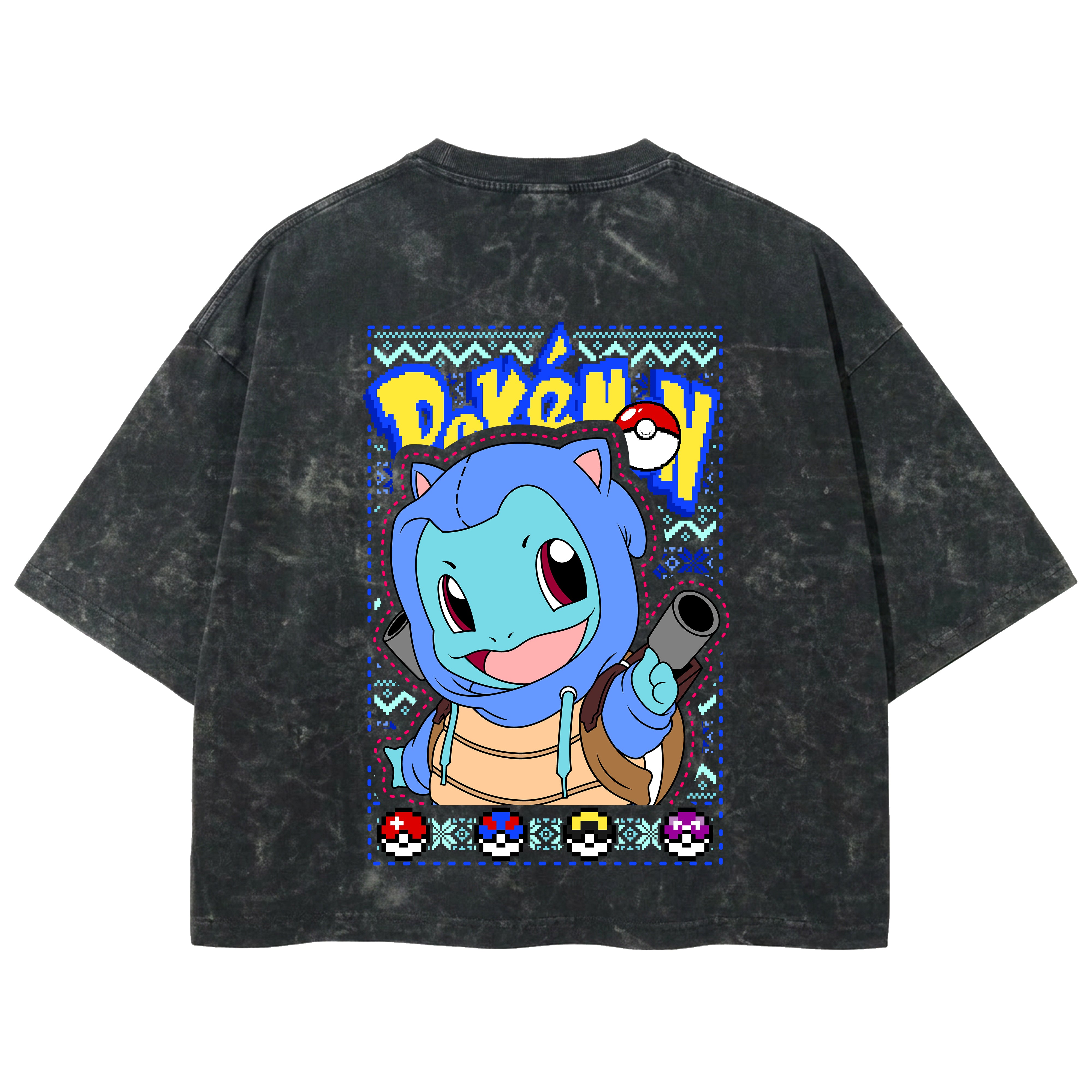 Playera streetwear premium de anime y gaming ExtraLife MX, corte boxy deluxe mineral wash heavyweight en color Acid Wash, moda urbana mexicana de culto.
