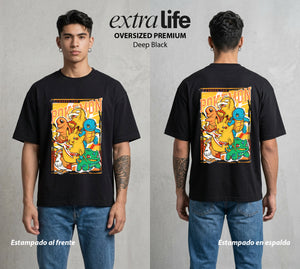 El Mundo Entrenador | Los Tres del Inicio #03562 - Playera Oversized Premium | Deep Black - Foto en modelo