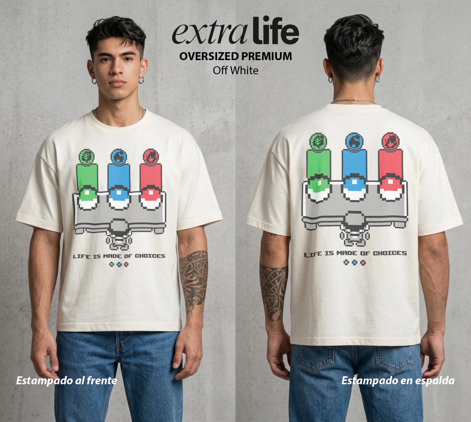 El Mundo Entrenador | Los Iniciales del Bien #03563 - Playera Oversized Premium | Off White - Foto en modelo
