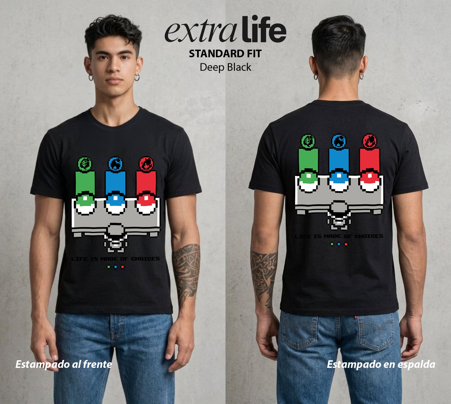 El Mundo Entrenador | Los Iniciales del Bien #03563 - Playera Standard Fit | Deep Black - Foto en modelo