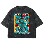 Playera streetwear premium de anime y gaming ExtraLife MX, corte boxy deluxe mineral wash heavyweight en color Acid Wash, moda urbana mexicana de culto.
