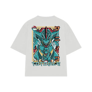 Playera streetwear premium de anime y gaming ExtraLife MX, corte oversized drop shoulder ligero y fresco en color Deep Black y Off-White, moda urbana mexicana de culto.