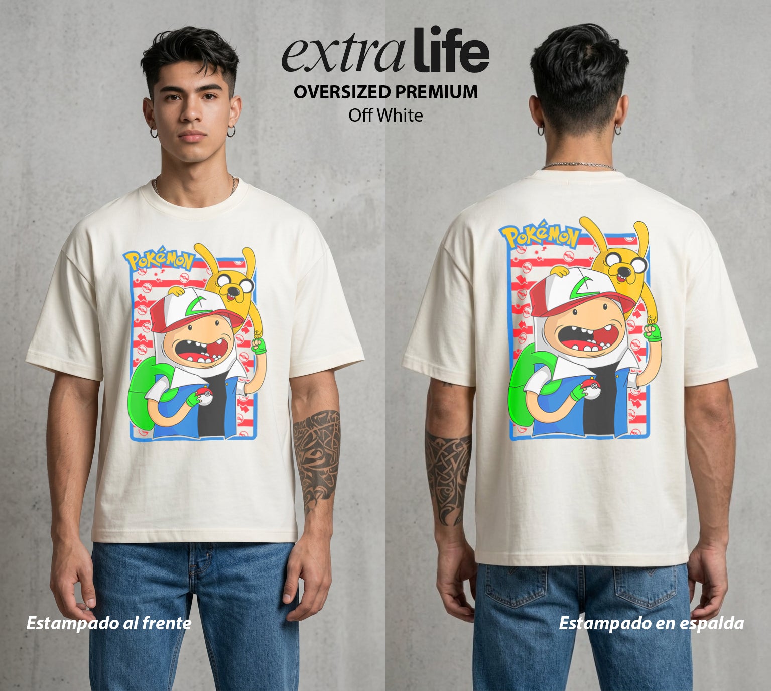 El Mundo Entrenador | El Crossover del Bien #03573 - Playera Oversized Premium | Off White - Foto en modelo