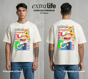 El Mundo Entrenador | El Crossover del Bien #03573 - Playera Oversized Premium | Off White - Foto en modelo