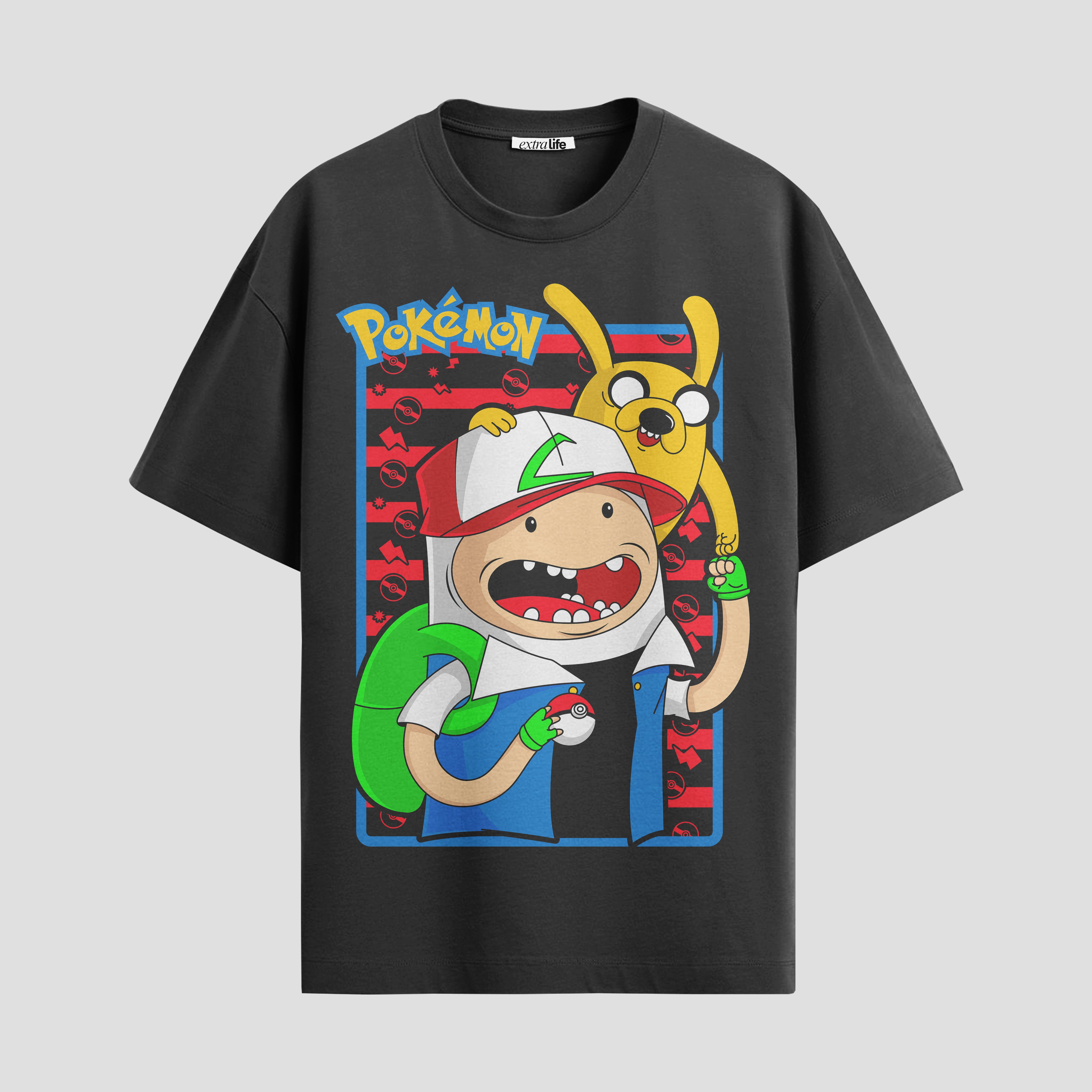 Playera urbana de anime y gaming ExtraLife MX, corte Standard Fit unisex ligero y transpirable en color Deep Black y Pure White, ropa de uso diario para gym y casual.