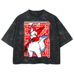 Playera streetwear premium de anime y gaming ExtraLife MX, corte boxy deluxe mineral wash heavyweight en color Acid Wash, moda urbana mexicana de culto.