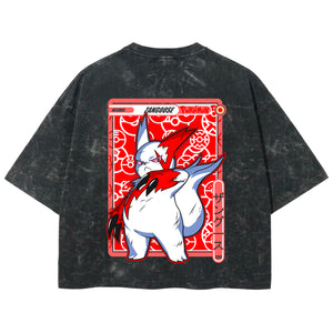 Playera streetwear premium de anime y gaming ExtraLife MX, corte boxy deluxe mineral wash heavyweight en color Acid Wash, moda urbana mexicana de culto.