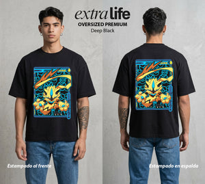 El Mundo Entrenador | El Rayo del Bien #03575 - Playera Oversized Premium | Deep Black - Foto en modelo