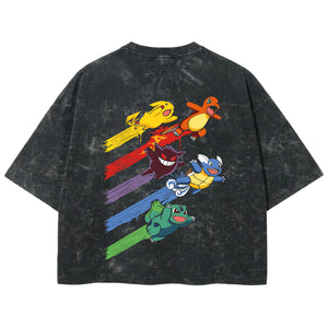 Playera streetwear premium de anime y gaming ExtraLife MX, corte boxy deluxe mineral wash heavyweight en color Acid Wash, moda urbana mexicana de culto.