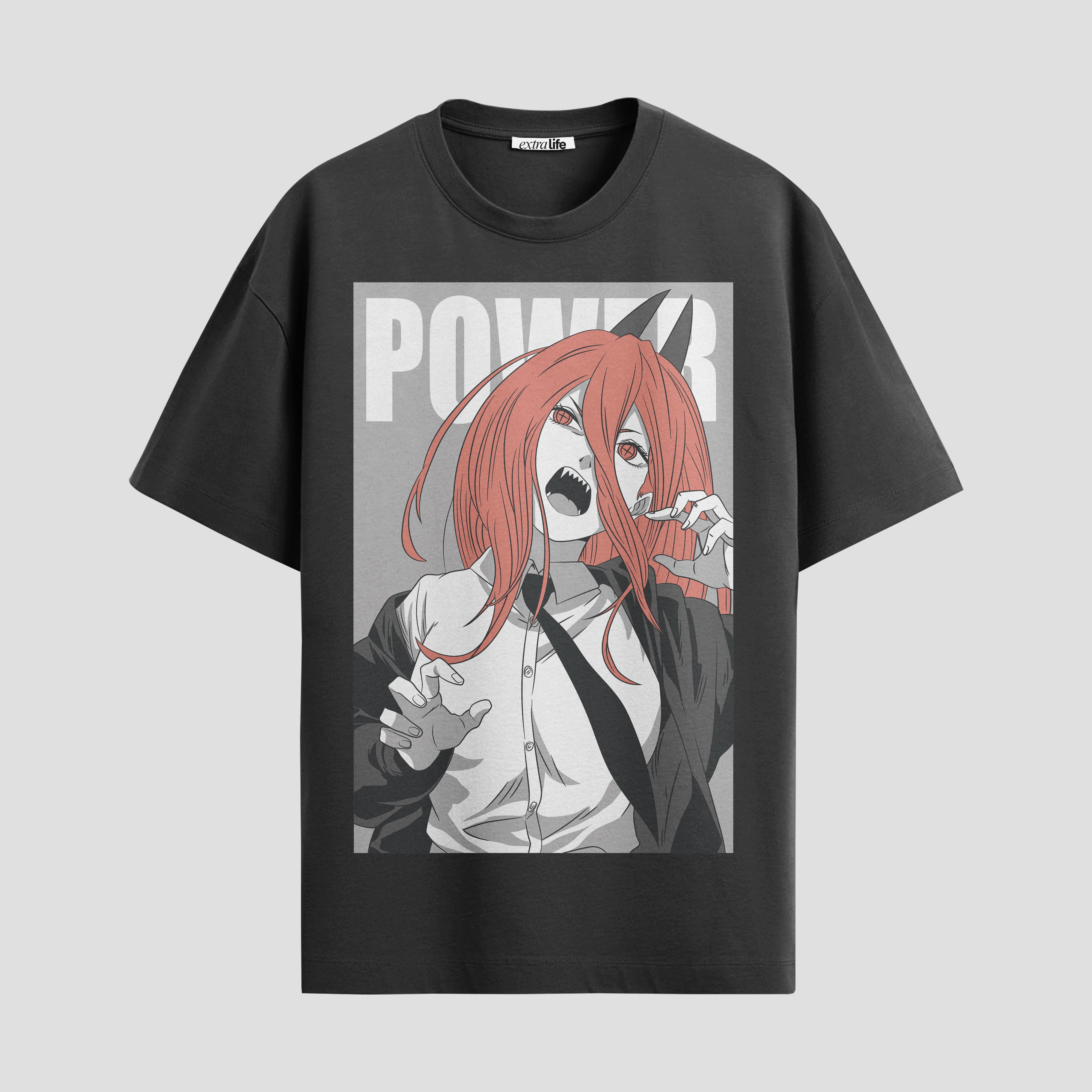 Playera urbana de anime y gaming ExtraLife MX, corte Standard Fit unisex ligero y transpirable en color Deep Black y Pure White, ropa de uso diario para gym y casual.