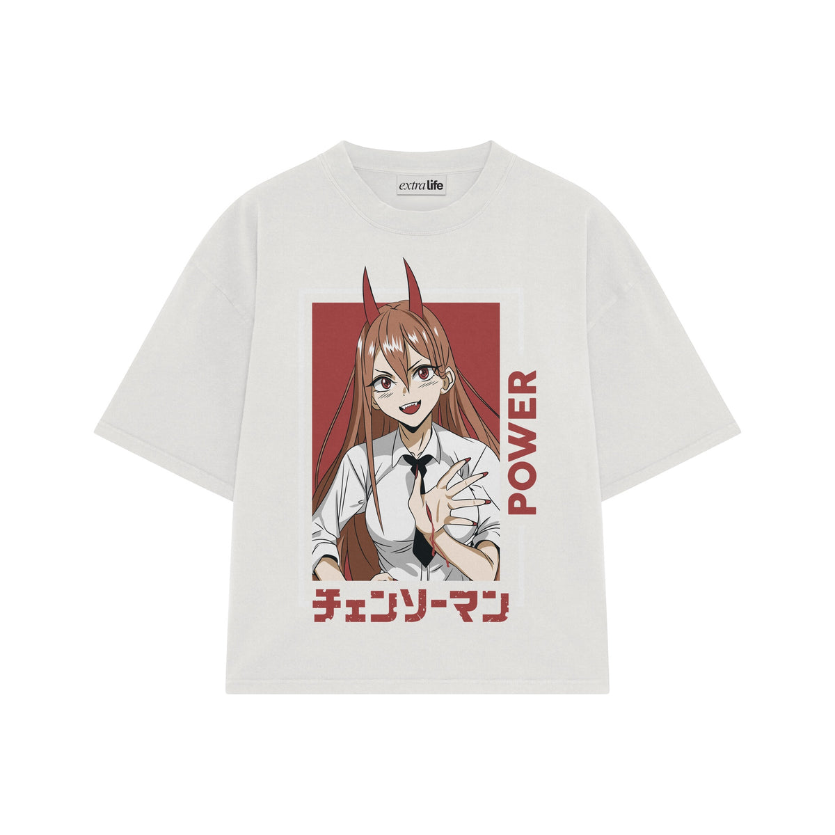 Playera streetwear premium de anime y gaming ExtraLife MX, corte oversized drop shoulder ligero y fresco en color Deep Black y Off-White, moda urbana mexicana de culto.