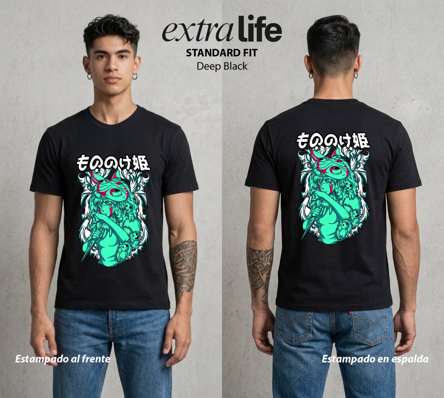 El Estudio del Viento | La Princesa del Bosque #03584 - Playera Standard Fit | Deep Black - Foto en modelo