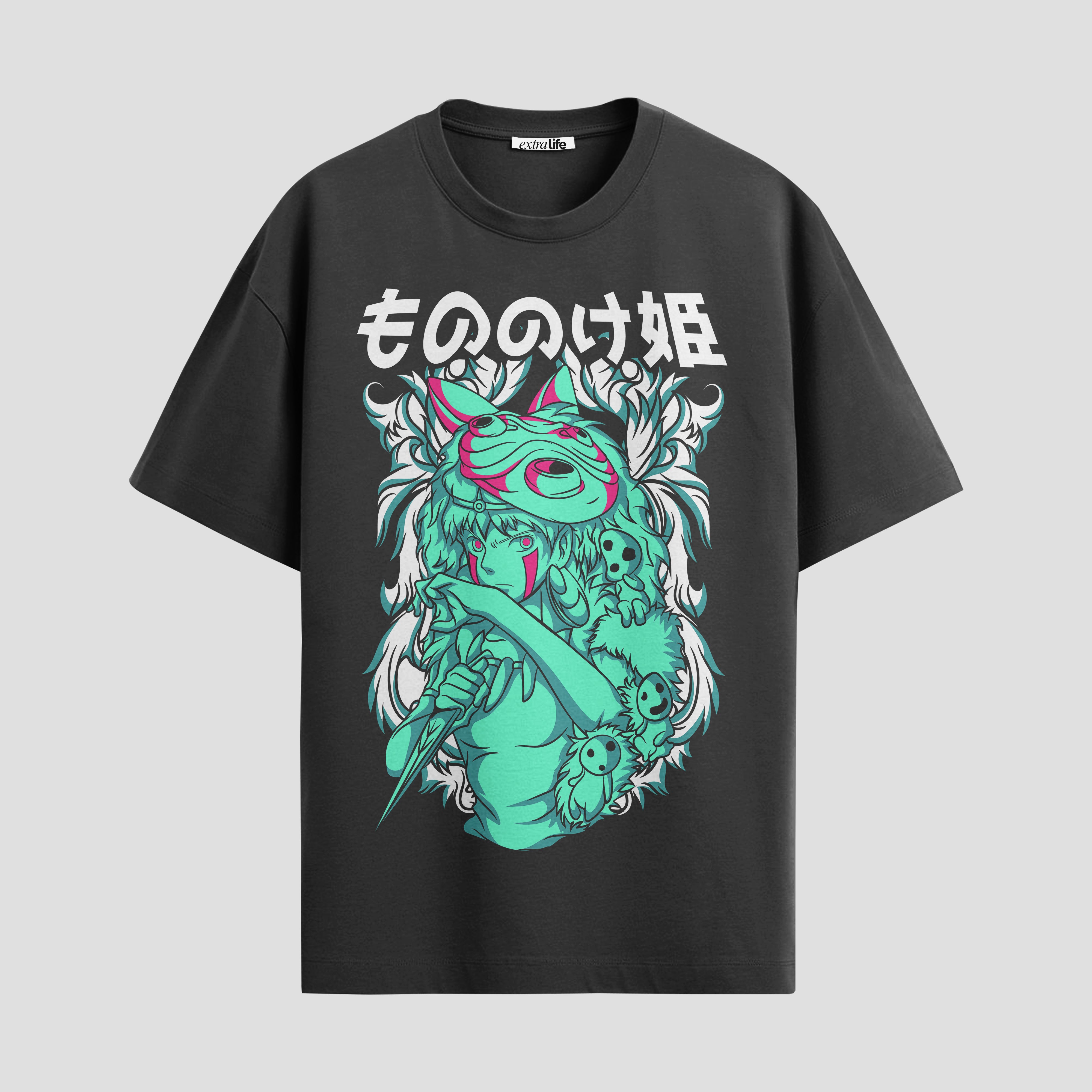 Playera urbana de anime y gaming ExtraLife MX, corte Standard Fit unisex ligero y transpirable en color Deep Black y Pure White, ropa de uso diario para gym y casual.