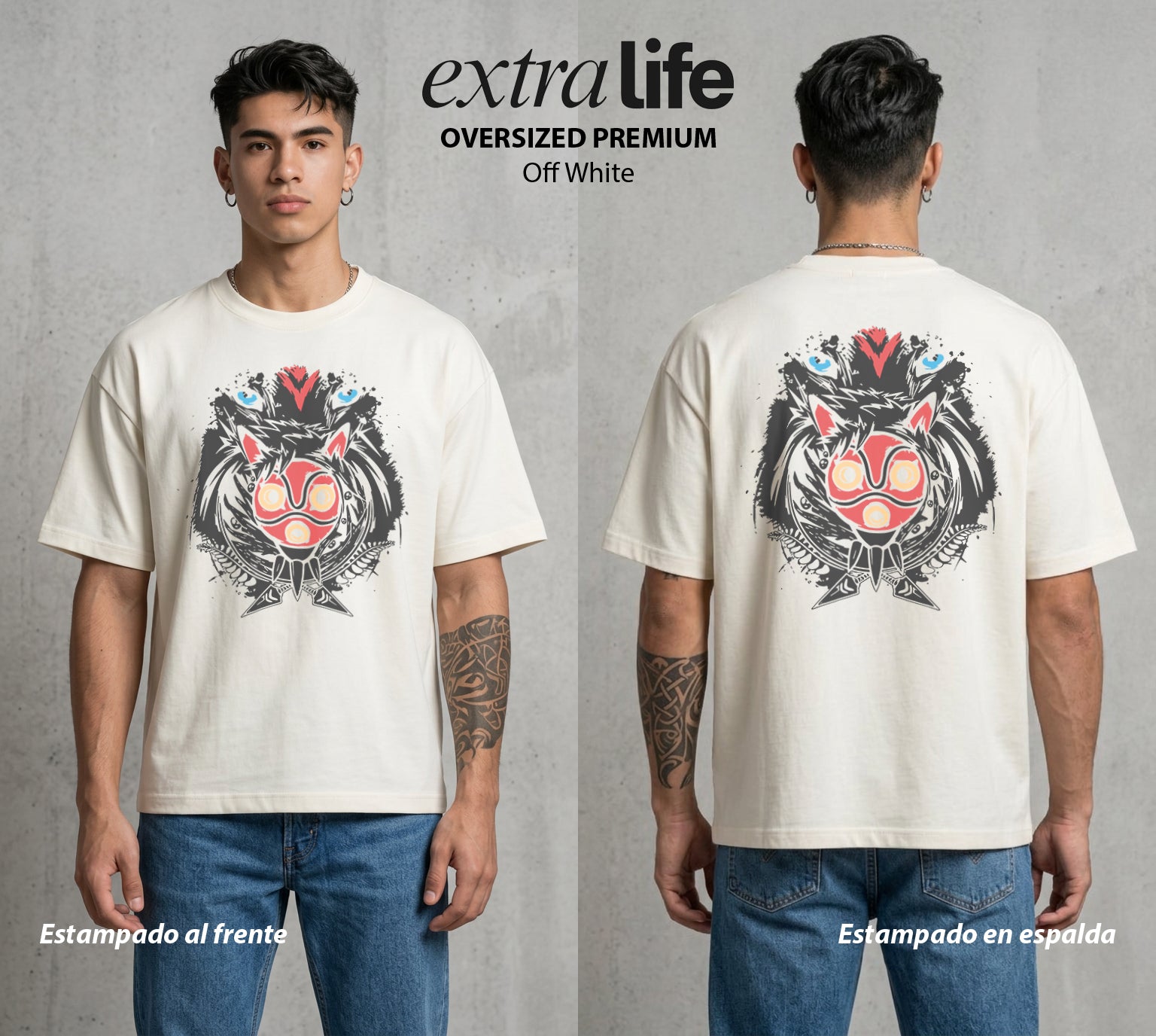 El Estudio del Viento | La Princesa del Bien #03585 - Playera Oversized Premium | Off White - Foto en modelo