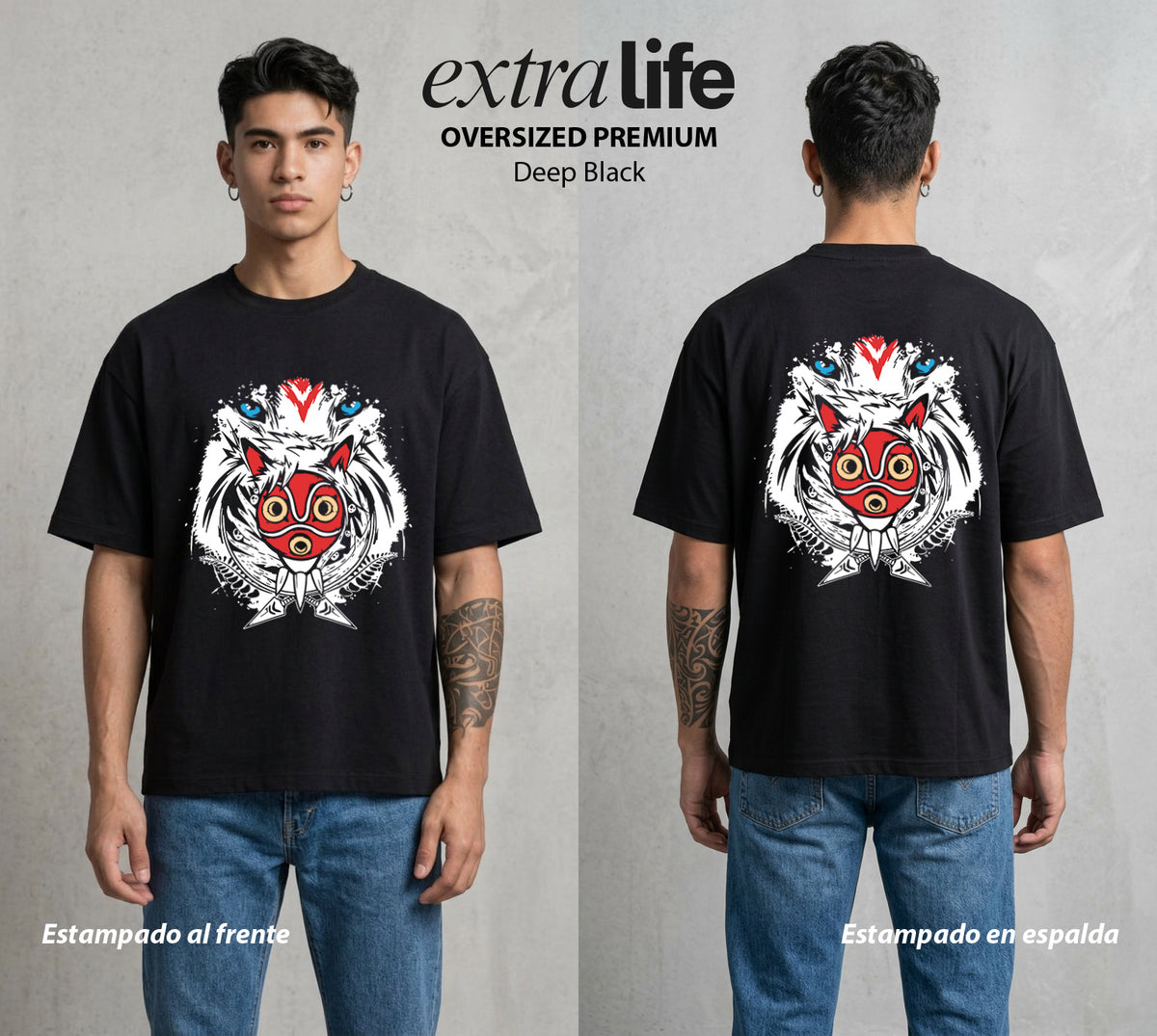 El Estudio del Viento | La Princesa del Bien #03587 - Playera Oversized Premium | Deep Black - Foto en modelo