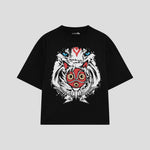 Playera streetwear premium de anime y gaming ExtraLife MX, corte oversized drop shoulder ligero y fresco en color Deep Black y Off-White, moda urbana mexicana de culto.