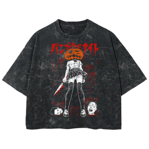 Playera streetwear premium de anime y gaming ExtraLife MX, corte boxy deluxe mineral wash heavyweight en color Acid Wash, moda urbana mexicana de culto.