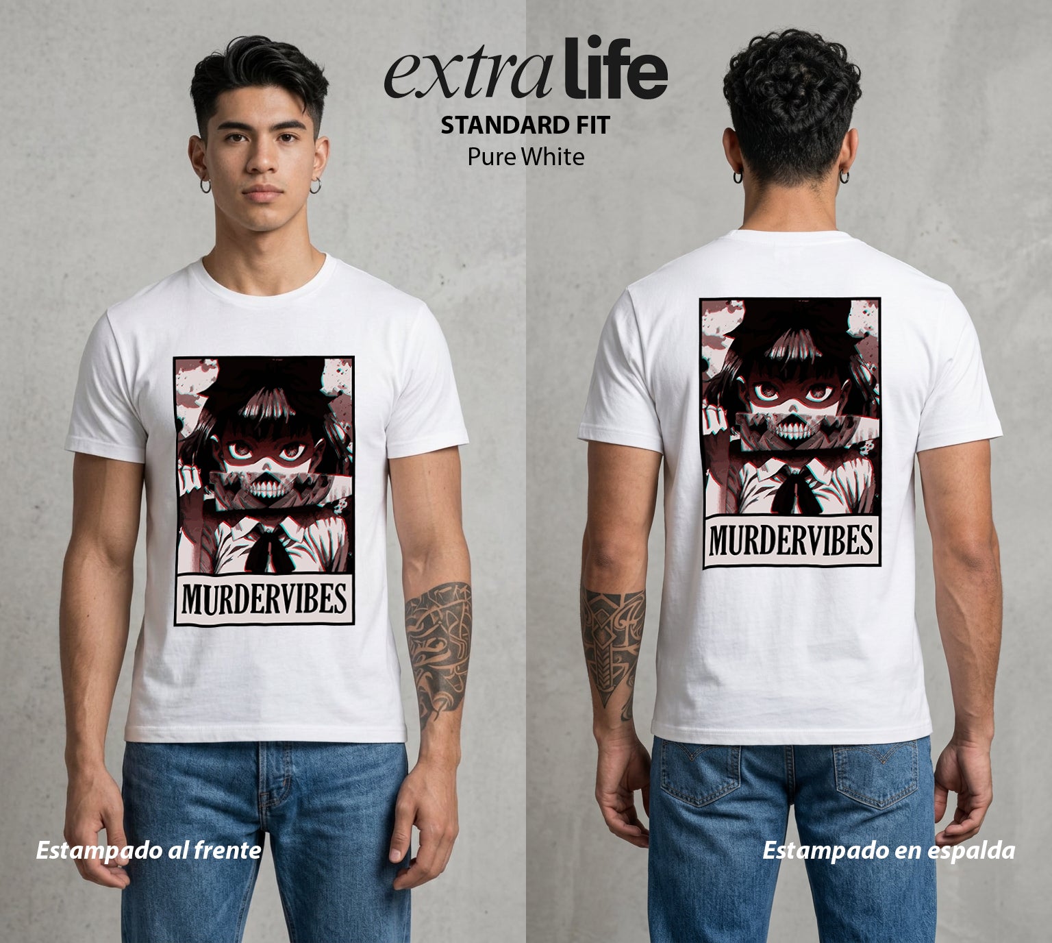 La Noche de la Calabaza | El Terror de la Noche #03592 - Playera Standard Fit | Pure White - Foto en modelo