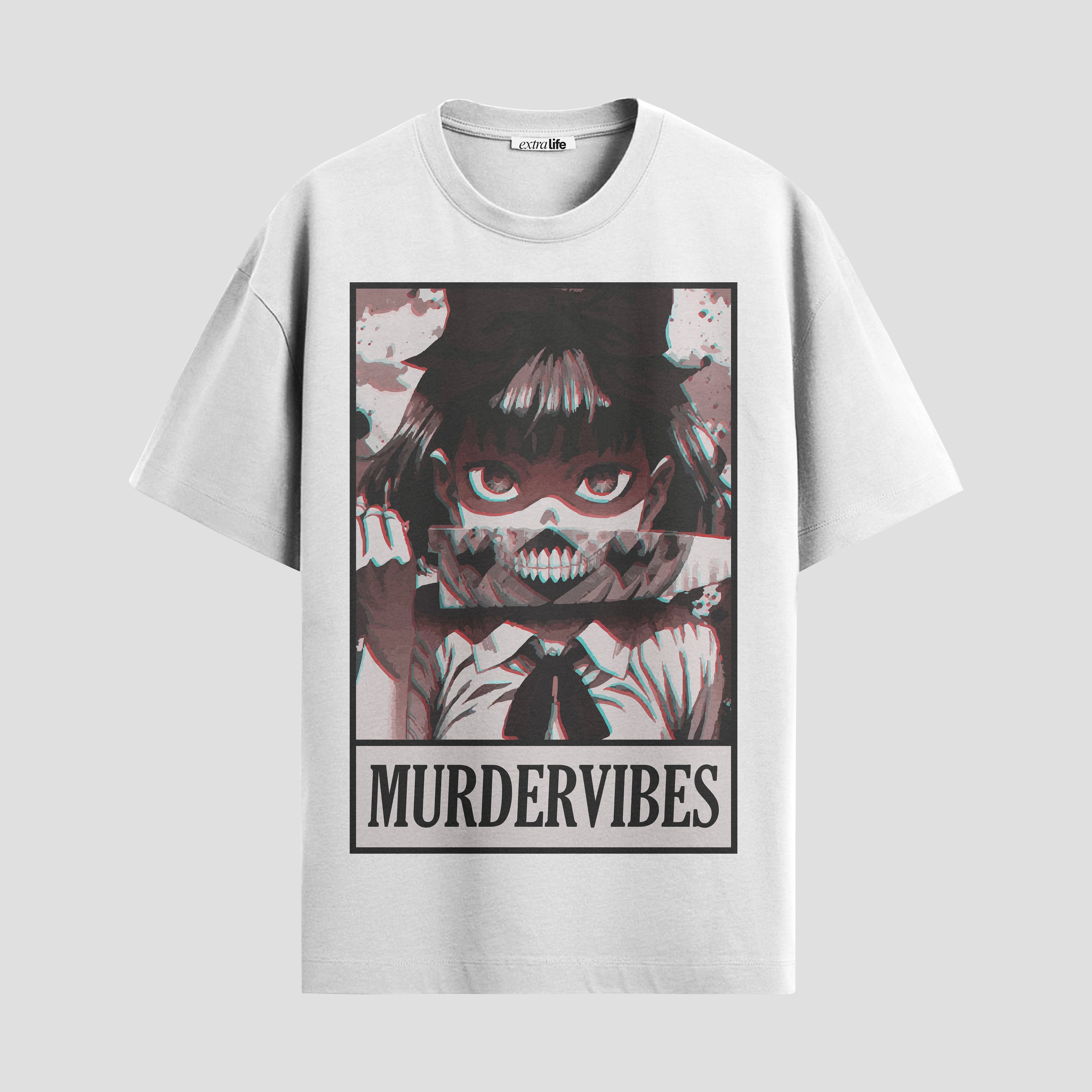 Playera urbana de anime y gaming ExtraLife MX, corte Standard Fit unisex ligero y transpirable en color Deep Black y Pure White, ropa de uso diario para gym y casual.