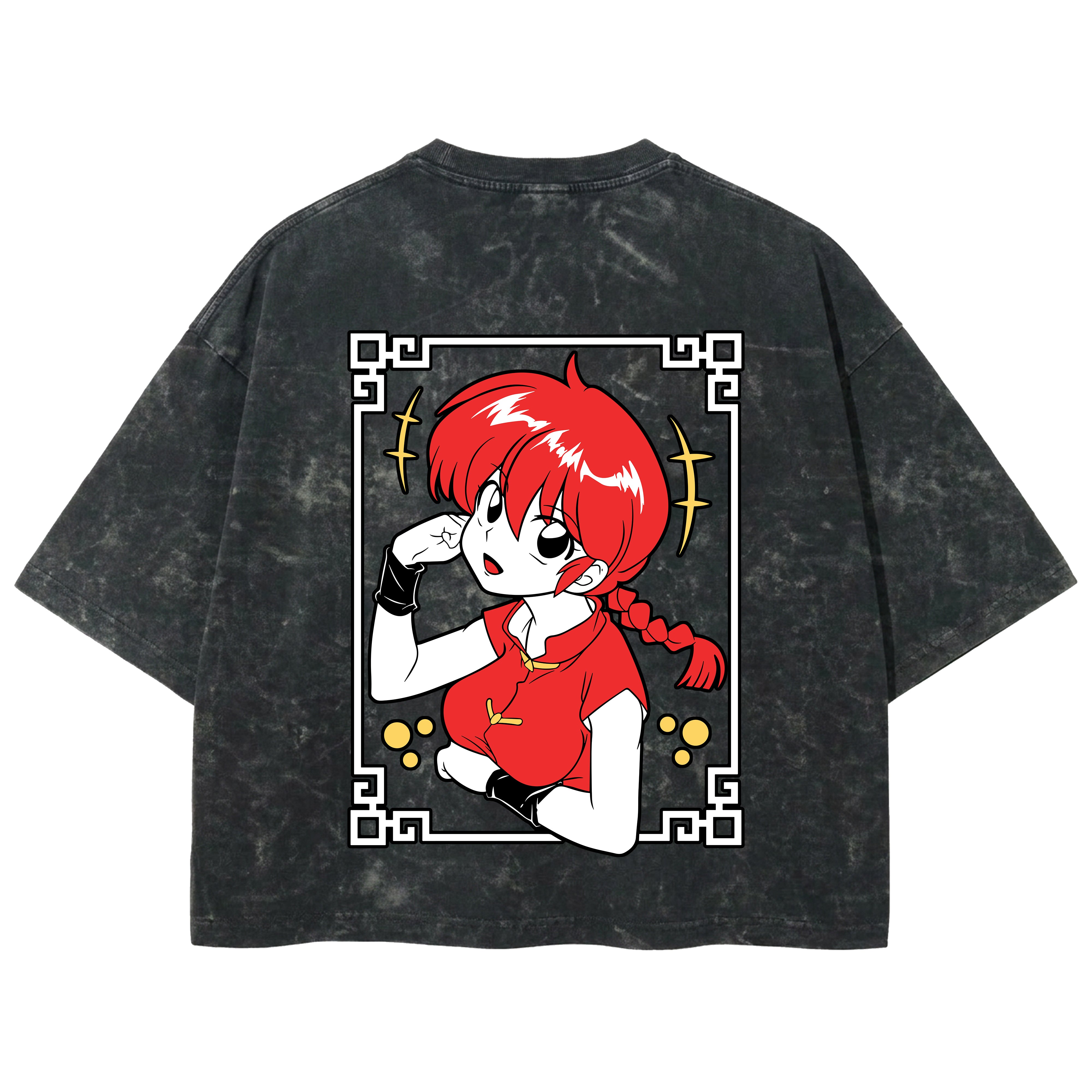 Playera streetwear premium de anime y gaming ExtraLife MX, corte boxy deluxe mineral wash heavyweight en color Acid Wash, moda urbana mexicana de culto.