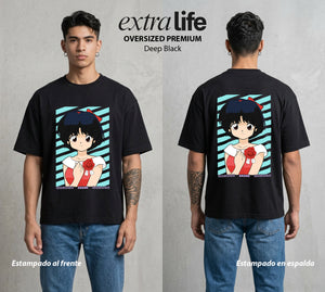 El Dojo del Caos | El Amor Tsundere #03595 - Playera Oversized Premium | Deep Black - Foto en modelo