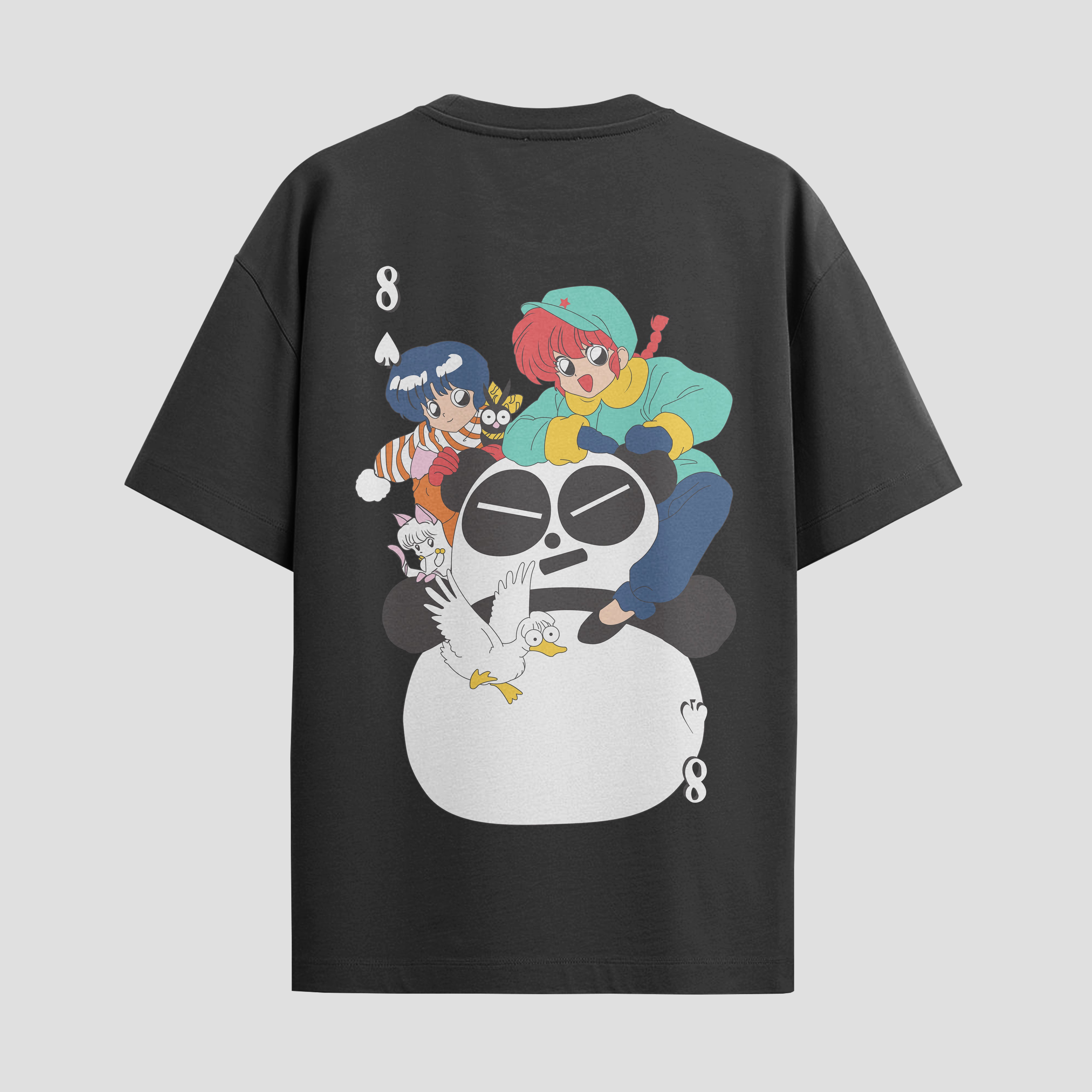 Playera urbana de anime y gaming ExtraLife MX, corte Standard Fit unisex ligero y transpirable en color Deep Black y Pure White, ropa de uso diario para gym y casual.