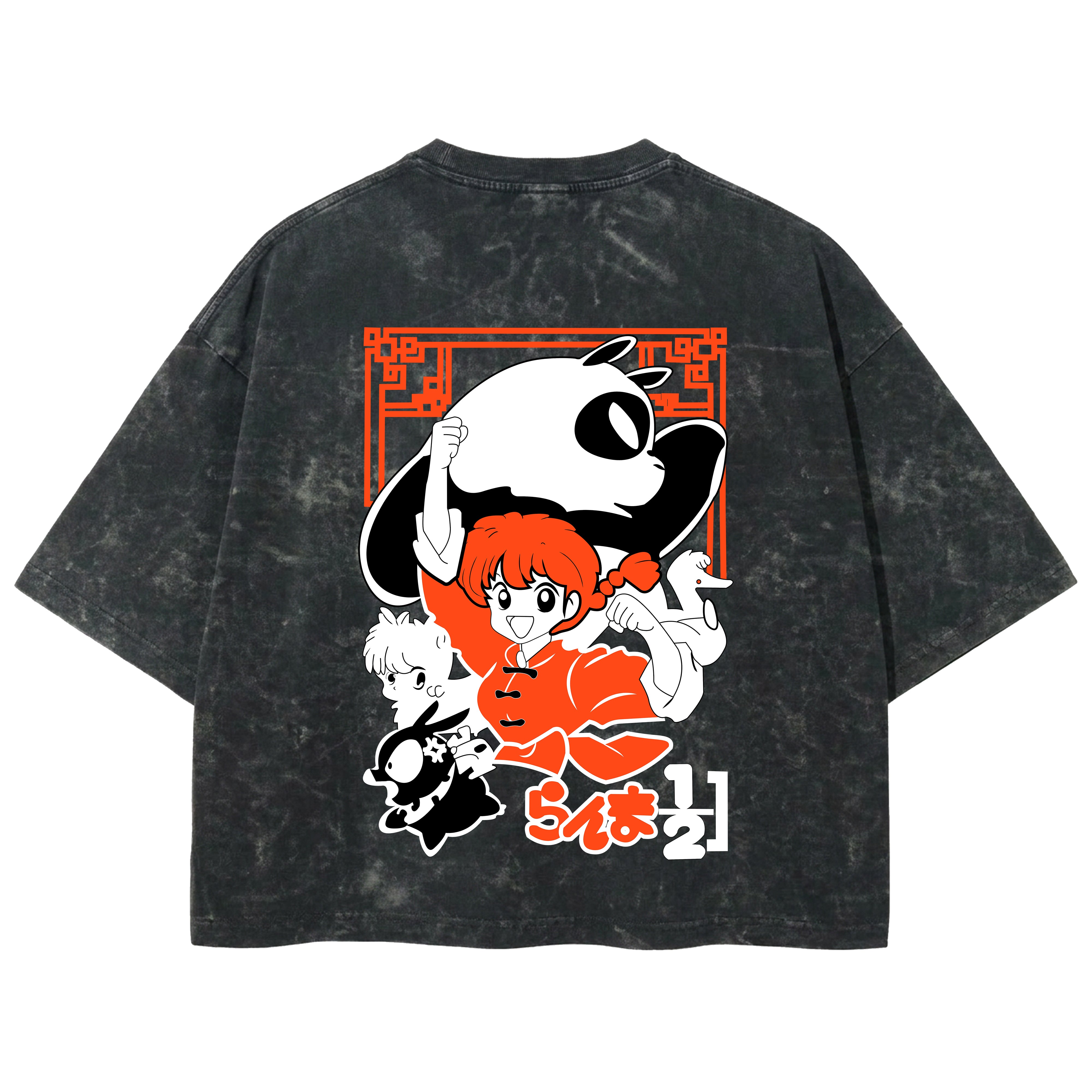 Playera streetwear premium de anime y gaming ExtraLife MX, corte boxy deluxe mineral wash heavyweight en color Acid Wash, moda urbana mexicana de culto.