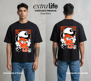El Dojo del Caos | El Grupo del Caos #03597 - Playera Oversized Premium | Deep Black - Foto en modelo