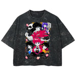 Playera streetwear premium de anime y gaming ExtraLife MX, corte boxy deluxe mineral wash heavyweight en color Acid Wash, moda urbana mexicana de culto.