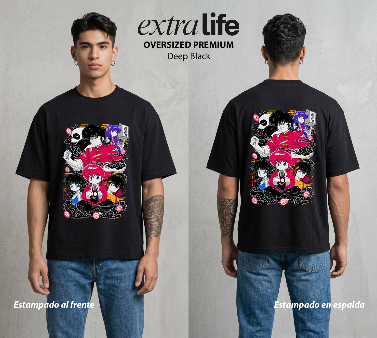 El Dojo del Caos | Los del Dojo #03598 - Playera Oversized Premium | Deep Black - Foto en modelo