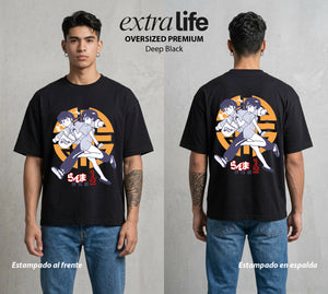 El Dojo del Caos | El Que Cambia de Forma #03601 - Playera Oversized Premium | Deep Black - Foto en modelo