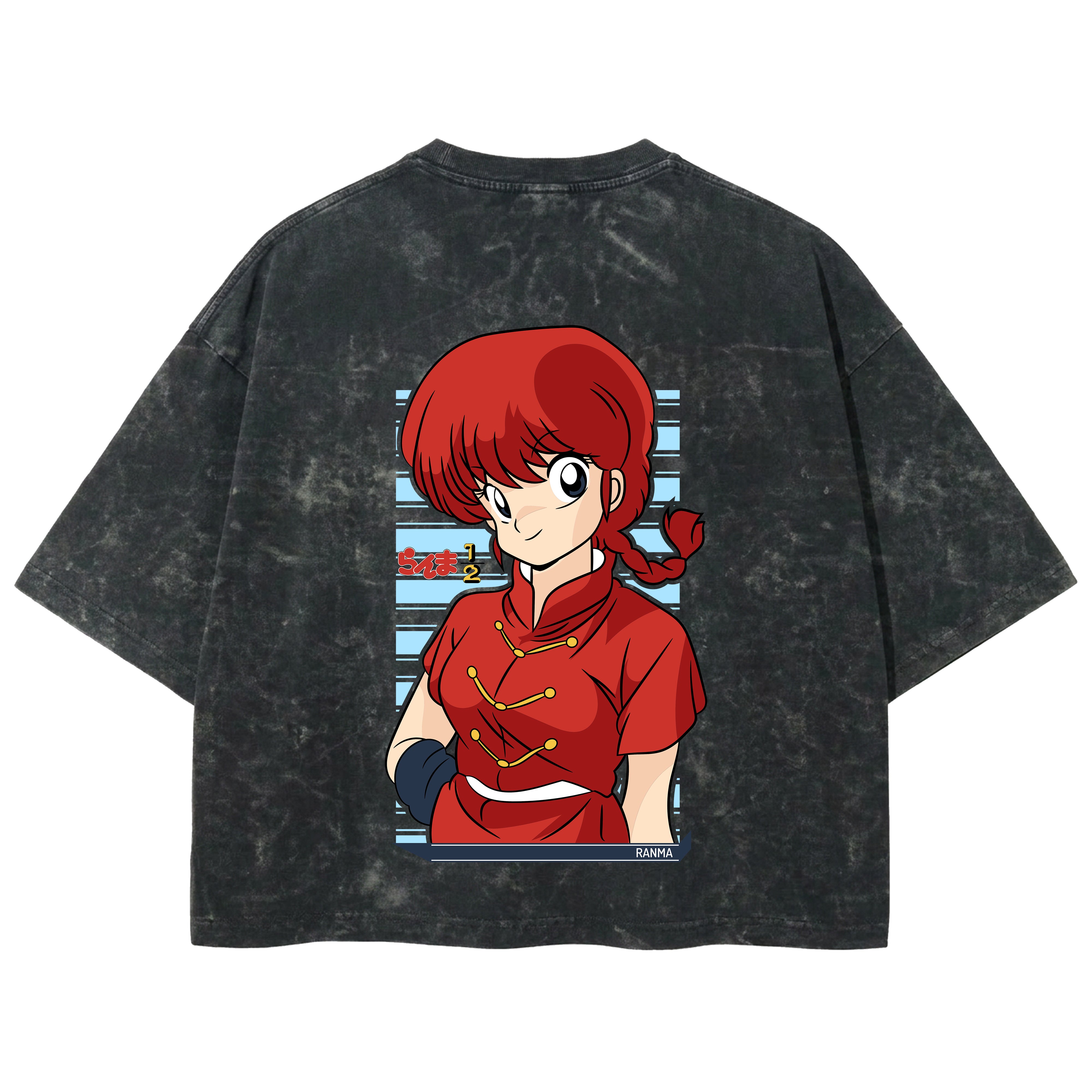 Playera streetwear premium de anime y gaming ExtraLife MX, corte boxy deluxe mineral wash heavyweight en color Acid Wash, moda urbana mexicana de culto.