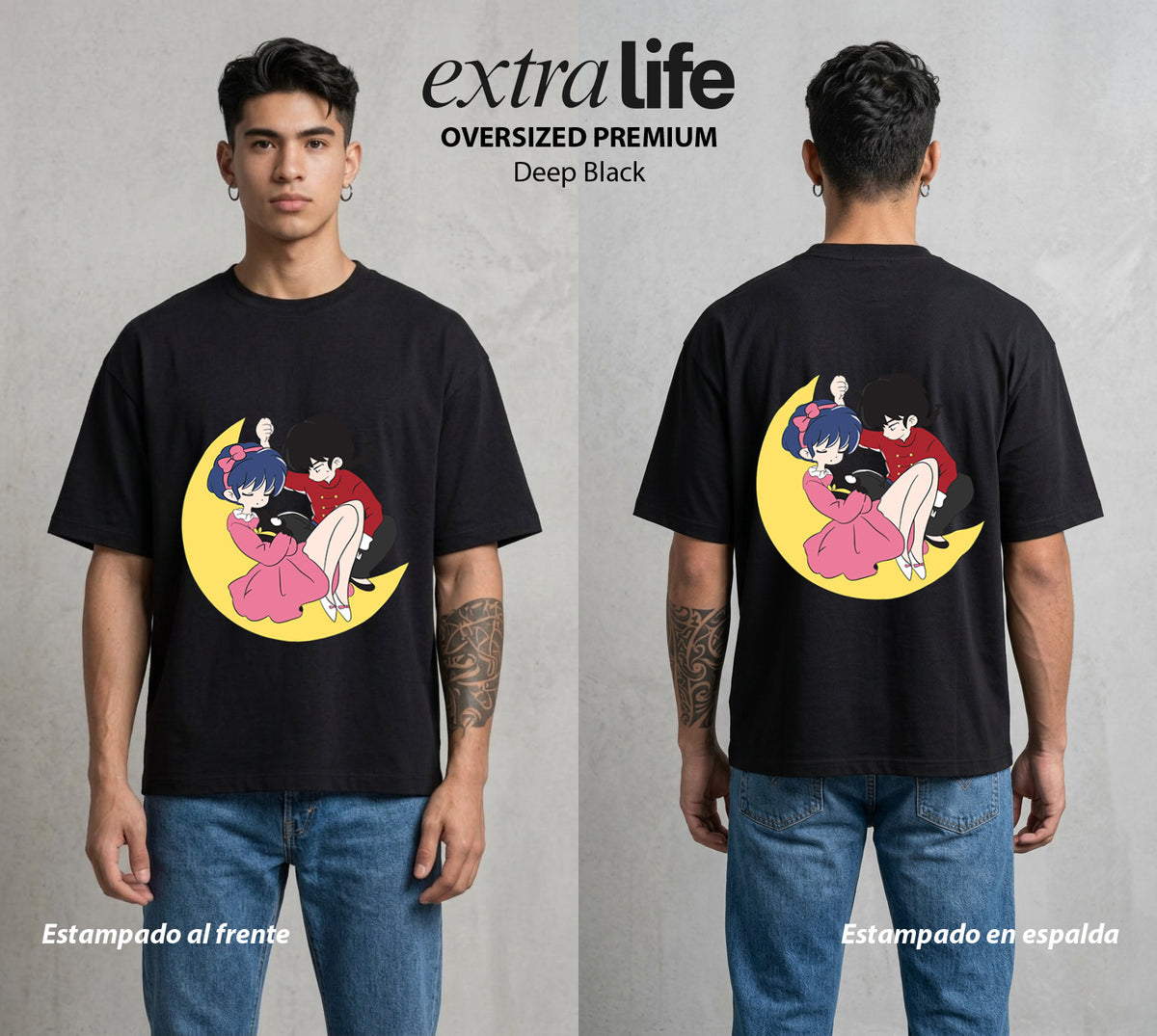 El Dojo del Caos | El Prometido Tsundere #03604 - Playera Oversized Premium | Deep Black - Foto en modelo