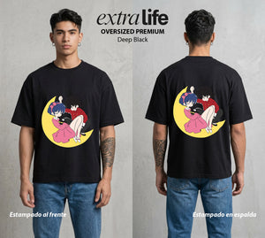 El Dojo del Caos | El Prometido Tsundere #03604 - Playera Oversized Premium | Deep Black - Foto en modelo