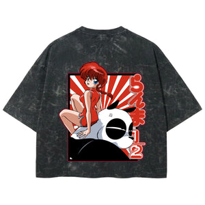 Playera streetwear premium de anime y gaming ExtraLife MX, corte boxy deluxe mineral wash heavyweight en color Acid Wash, moda urbana mexicana de culto.