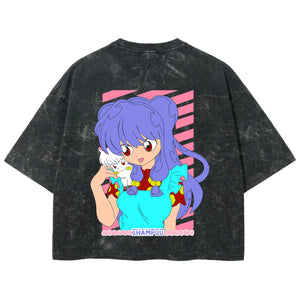 Playera streetwear premium de anime y gaming ExtraLife MX, corte boxy deluxe mineral wash heavyweight en color Acid Wash, moda urbana mexicana de culto.