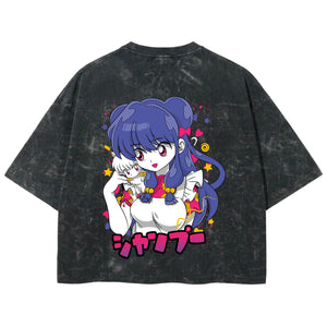 Playera streetwear premium de anime y gaming ExtraLife MX, corte boxy deluxe mineral wash heavyweight en color Acid Wash, moda urbana mexicana de culto.