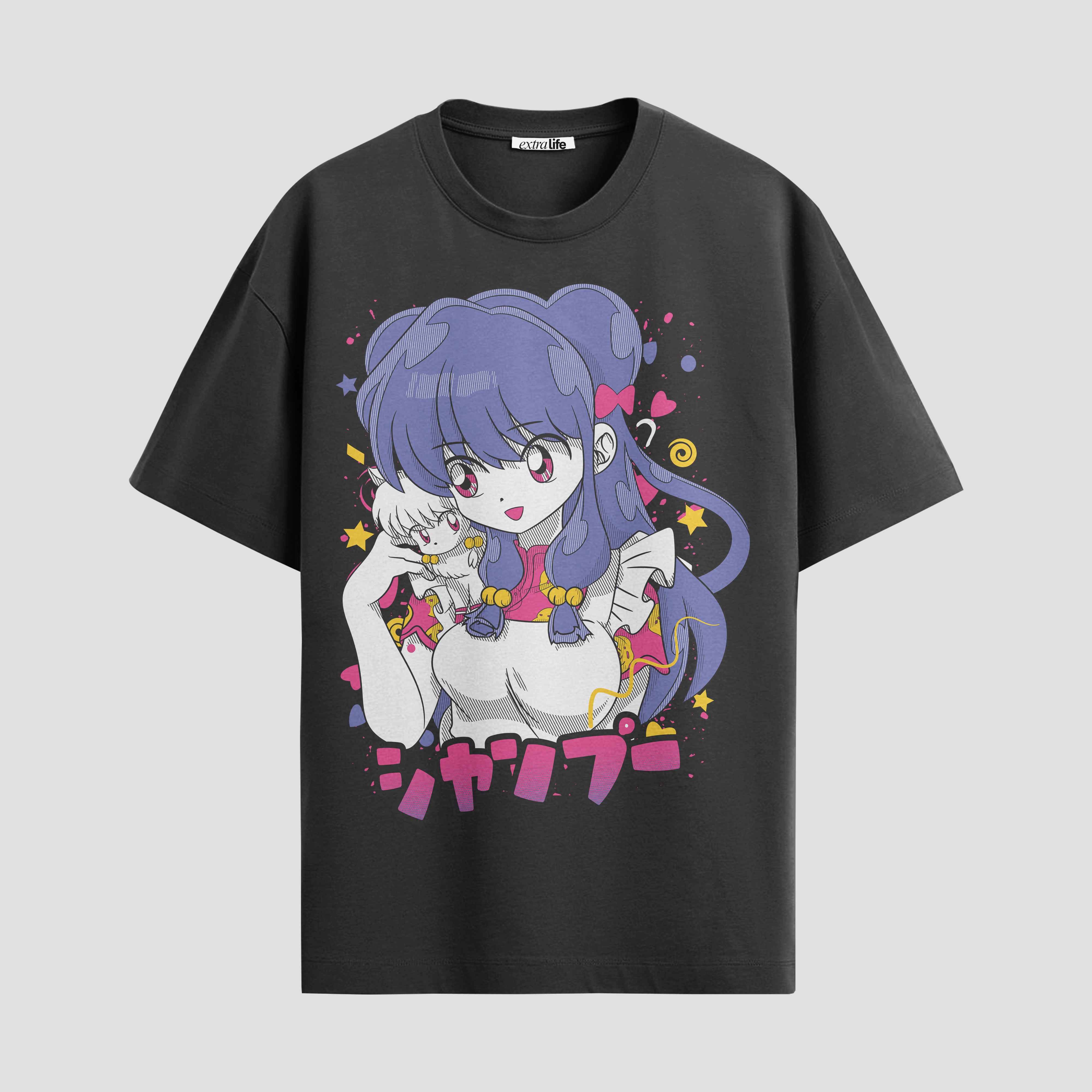 Playera urbana de anime y gaming ExtraLife MX, corte Standard Fit unisex ligero y transpirable en color Deep Black y Pure White, ropa de uso diario para gym y casual.